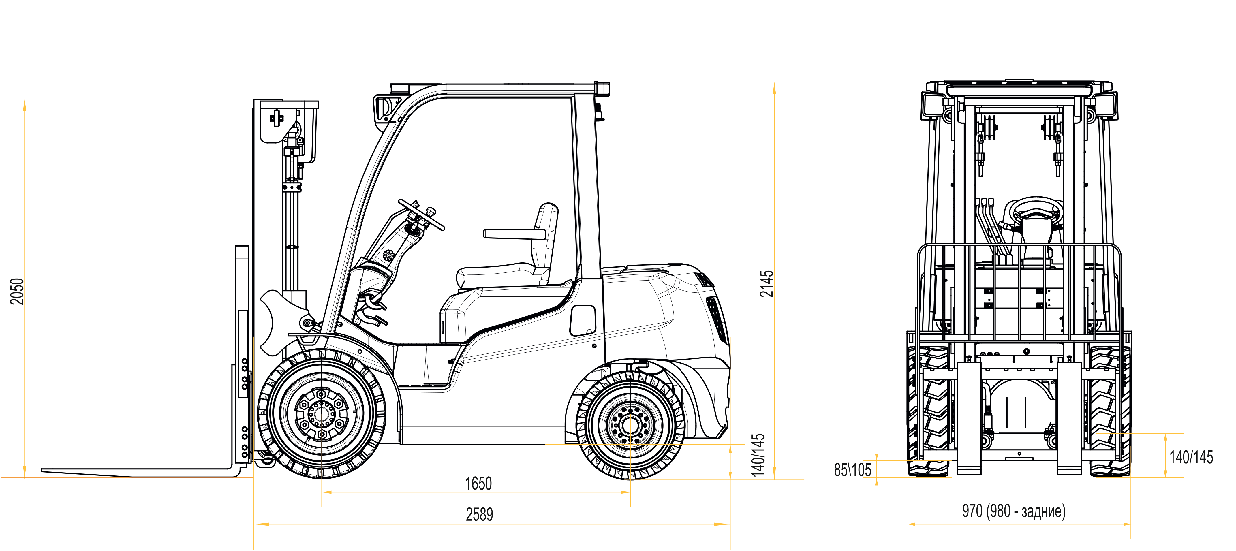 Газовый погрузчик CPQD20 схема-чертеж